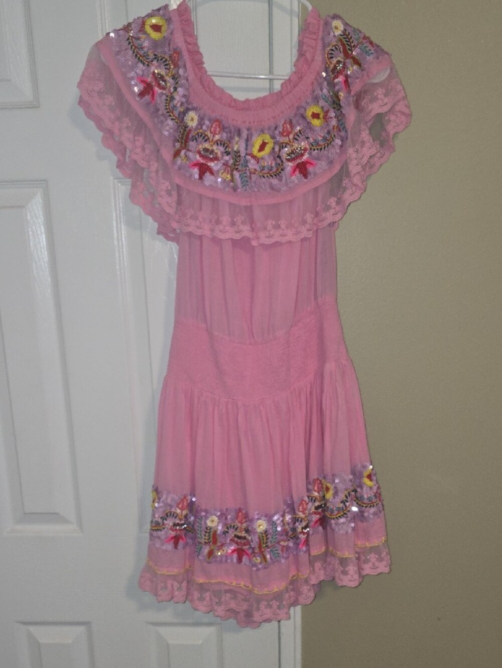 Boston Proper Pink Embroidered Ruffle Dress - Picture 4 of 4